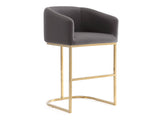 Louvre Counter Stool in Grey and Titanium Gold - Ornate Home