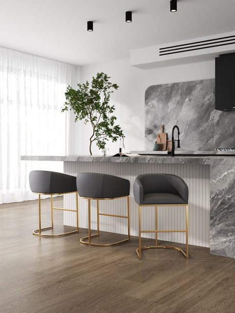 Louvre Counter Stool in Grey and Titanium Gold - Ornate Home