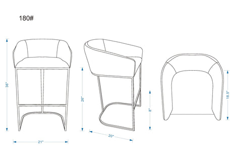 Louvre Counter Stool in Grey and Titanium Gold - Ornate Home