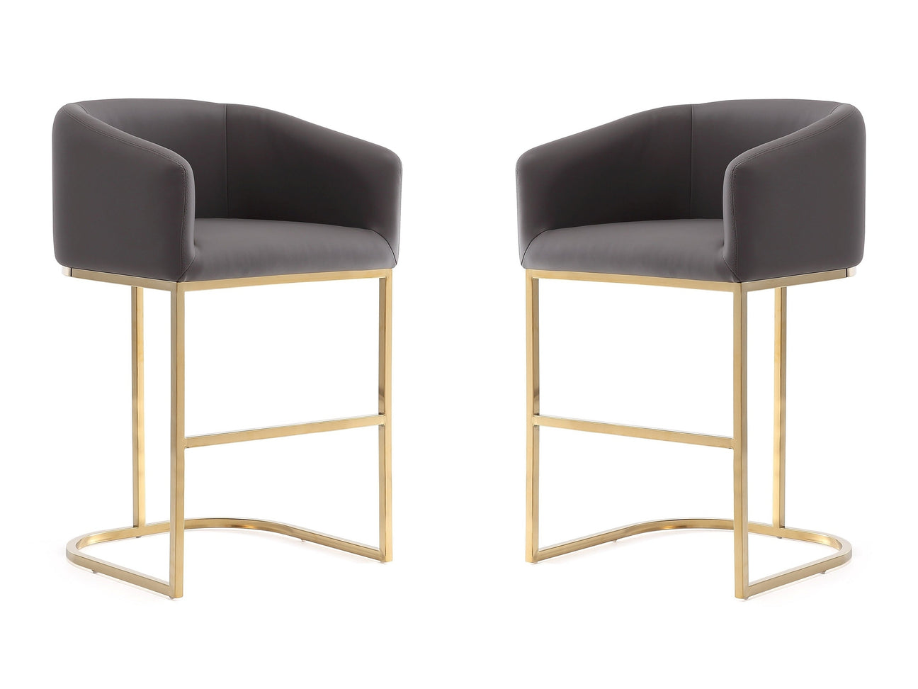 Louvre Counter Stool in Grey and Titanium Gold (set of 2) - Ornate Home
