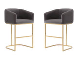 Louvre Counter Stool in Grey and Titanium Gold (set of 2) - Ornate Home