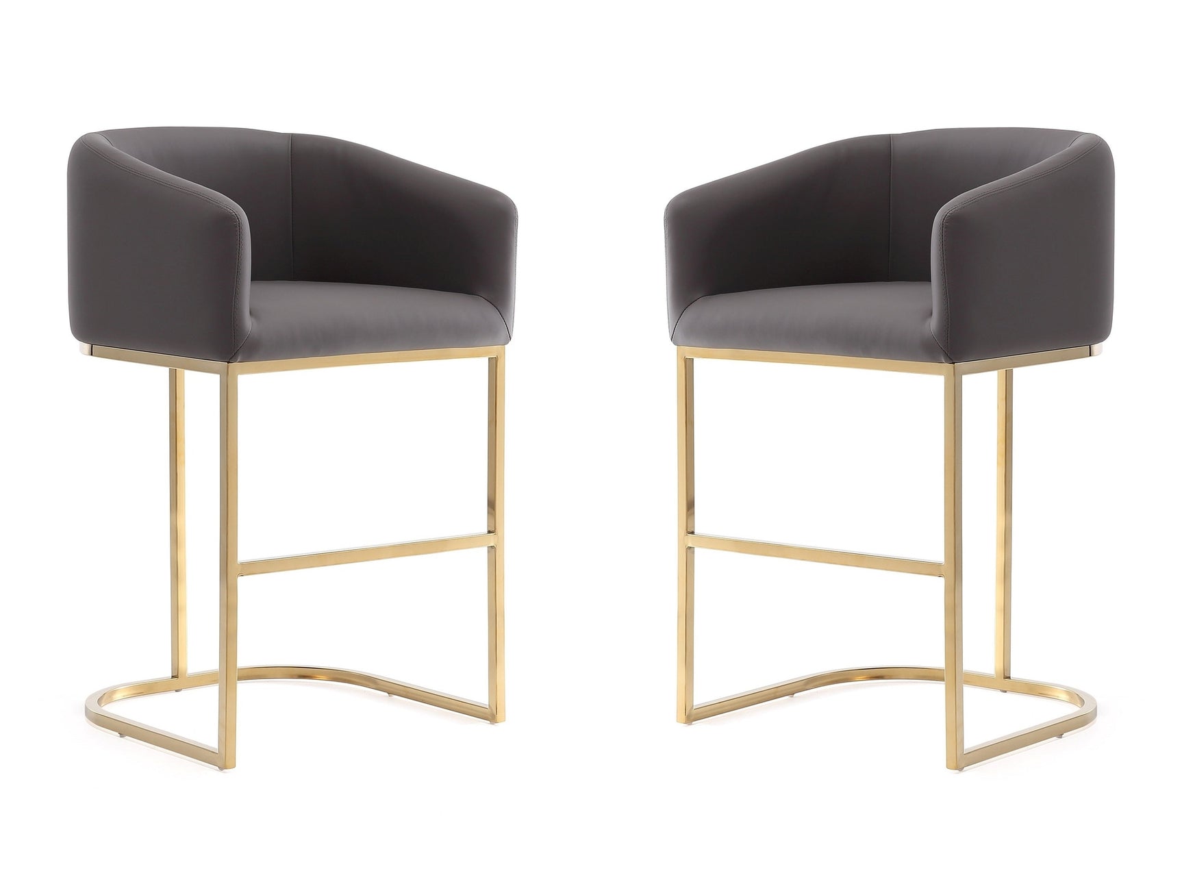Louvre Counter Stool in Grey and Titanium Gold (set of 2) - Ornate Home