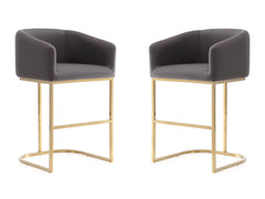 Louvre Counter Stool in Grey and Titanium Gold (set of 2) - Ornate Home