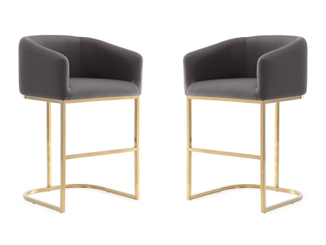 Louvre Counter Stool in Grey and Titanium Gold (set of 2) - Ornate Home