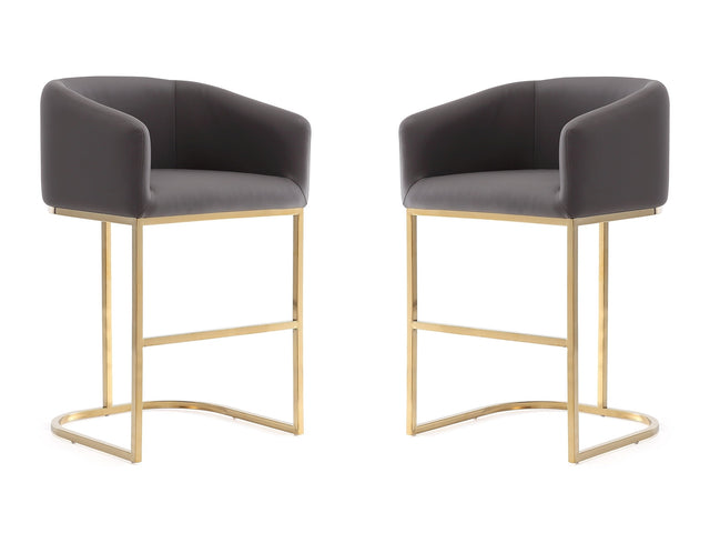 Louvre Counter Stool in Grey and Titanium Gold (set of 2) - Ornate Home