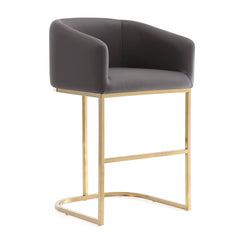 Louvre Counter Stool in Grey and Titanium Gold (set of 3) - Ornate Home