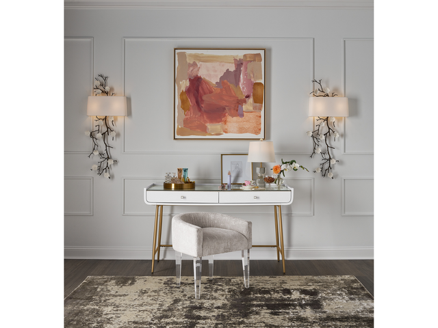 Love Joy Bliss Bubbly Champagne/Lucite Vanity Chair - Ornate Home