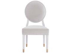 Love Joy Bliss Diamond Velvet Pearl/Alabaster Oval Back Side Chair (Set of 2) - Ornate Home