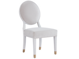 Love Joy Bliss Diamond Velvet Pearl/Alabaster Oval Back Side Chair (Set of 2) - Ornate Home