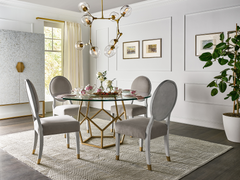 Love Joy Bliss Diamond Velvet Pearl/Alabaster Oval Back Side Chair (Set of 2) - Ornate Home