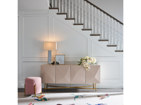 Love Joy Bliss Fairy Tale Blush/Soft Gold Pouf - Ornate Home