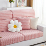 Love Stripe Jacquard Fleece Fabric Stretch Cushion Cover, Non-Slip Furniture Protector for Kids, Couch Cushion Covers - Ornate Home