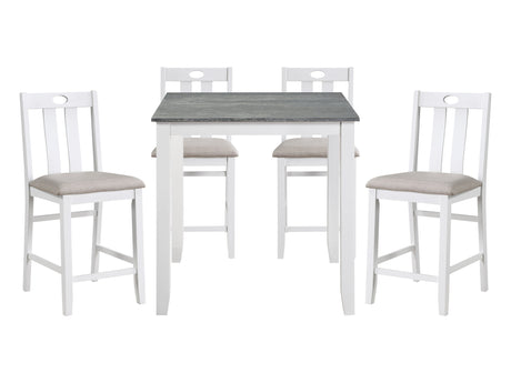 Lowell Weathered Gray/White/Gray 5-Piece Pack Counter Height Set - Ornate Home