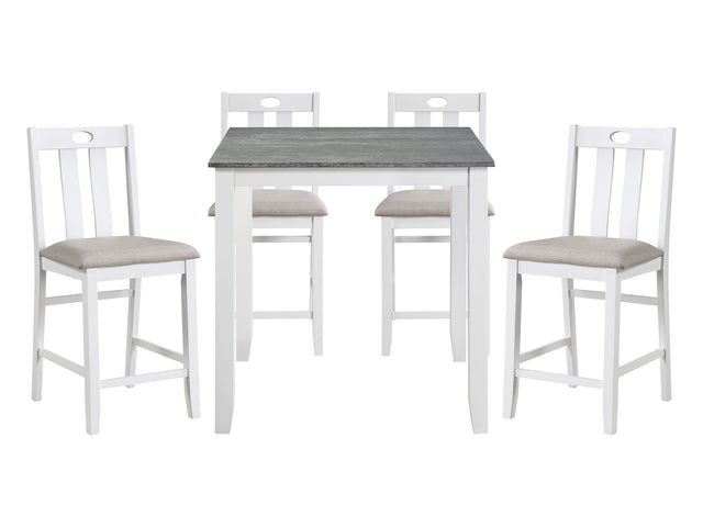 Lowell Weathered Gray/White/Gray 5-Piece Pack Counter Height Set - Ornate Home