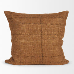 Lowen Copper Rust 22x22 Square Woven Pillow Cover with Down Filler - Ornate Home