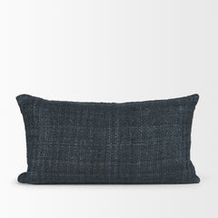 Lowen Navy 14x26 Lumbar Woven Pillow Cover with Down Filler - Ornate Home