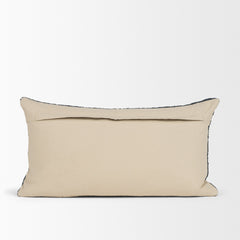 Lowen Navy 14x26 Lumbar Woven Pillow Cover with Down Filler - Ornate Home