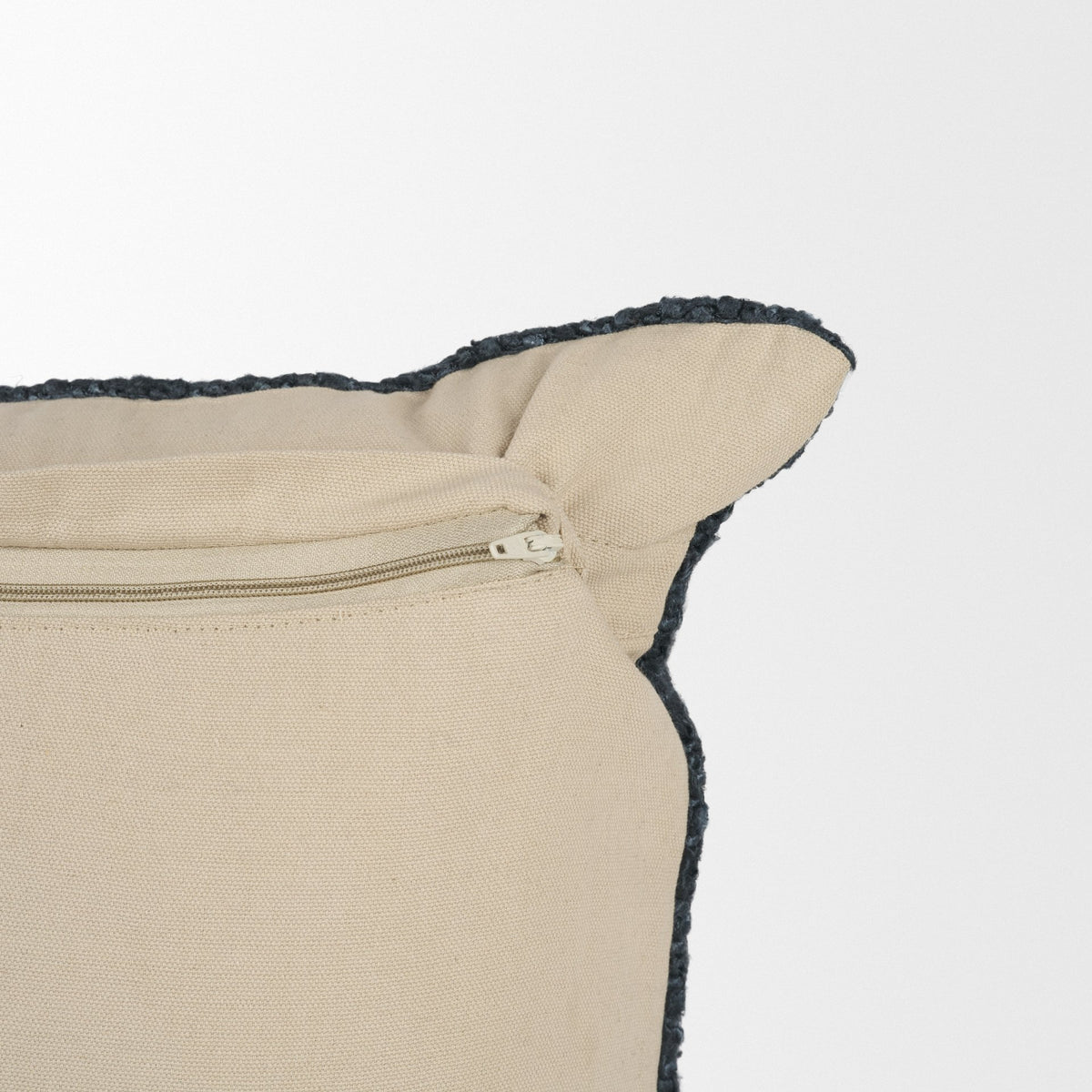 Lowen Navy 14x26 Lumbar Woven Pillow Cover with Down Filler - Ornate Home