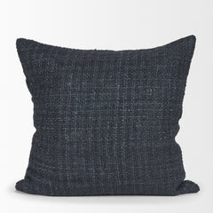 Lowen Navy 22x22 Square Woven Pillow Cover with Down Filler - Ornate Home