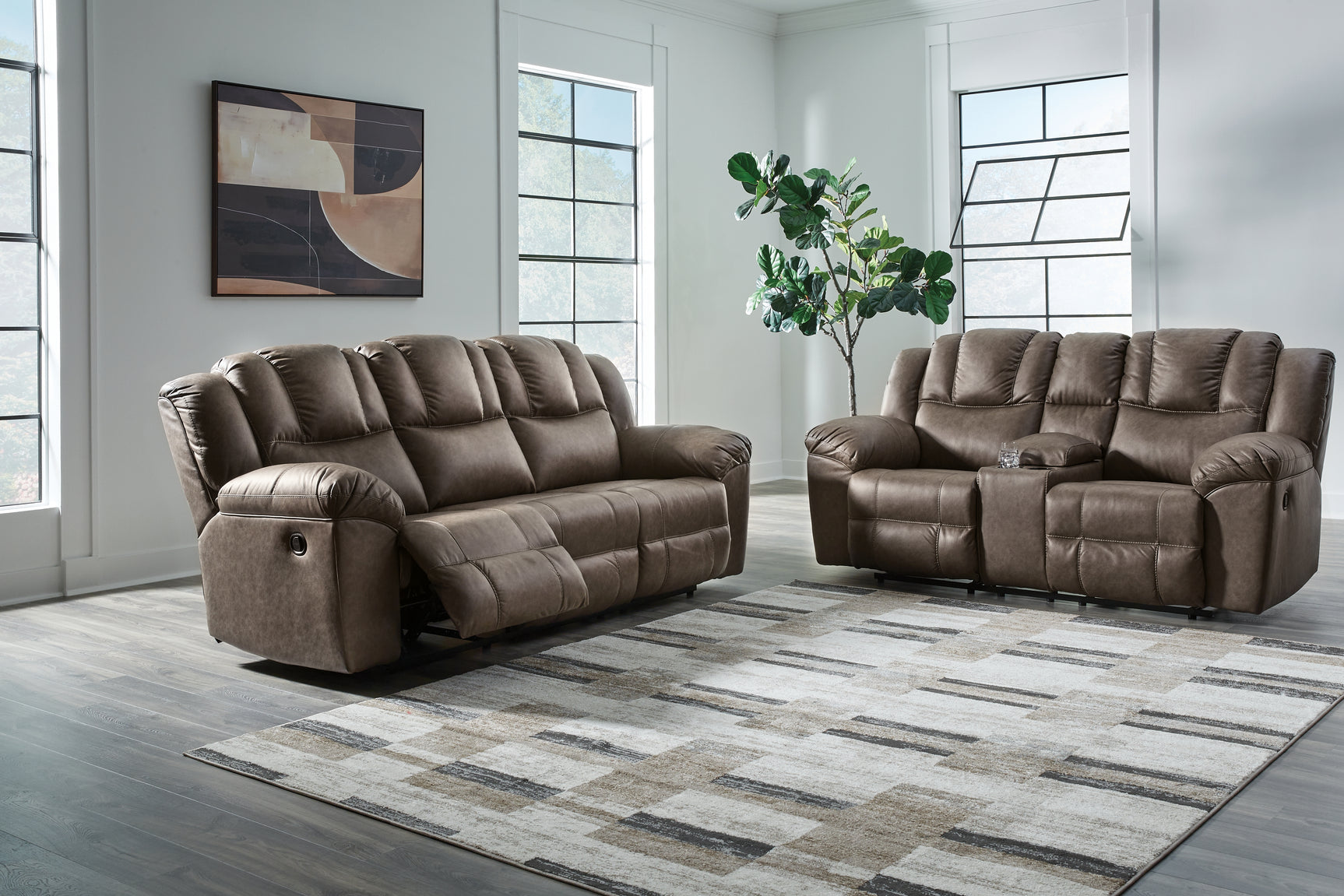 Lowilla Driftwood Reclining Sofa and Loveseat - Ornate Home