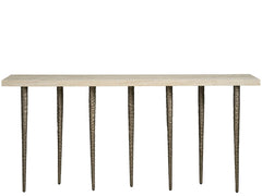 Lowry White Travertine/Nickel Console Table - Ornate Home