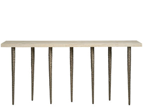Lowry White Travertine/Nickel Console Table - Ornate Home
