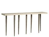 Lowry White Travertine/Nickel Console Table - Ornate Home