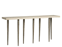 Lowry White Travertine/Nickel Console Table - Ornate Home