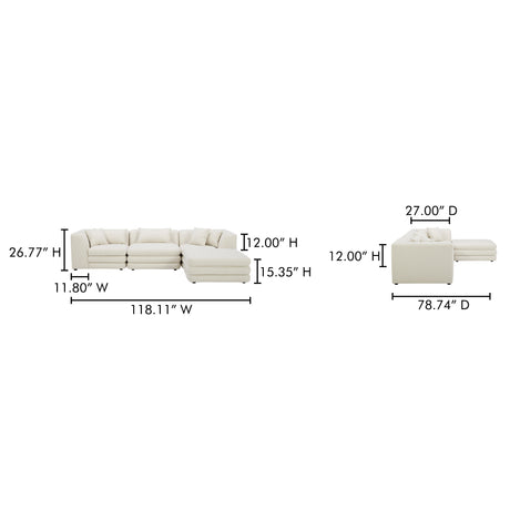 Lowtide Warm White Lounge Modular Sectional - Ornate Home