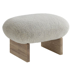 Loyal Pearl/Oak Boucle Fabric Accent Chair and Ottoman Set - Ornate Home