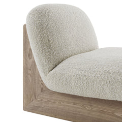Loyal Pearl/Oak Boucle Fabric Accent Chair and Ottoman Set - Ornate Home