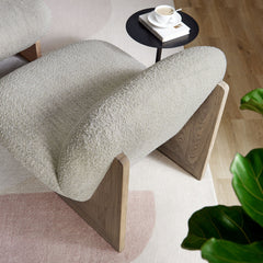 Loyal Pearl/Oak Boucle Fabric Accent Chair and Ottoman Set - Ornate Home