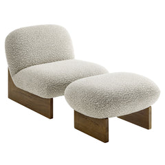 Loyal River Rock/Walnut Boucle Fabric Accent Chair and Ottoman Set - Ornate Home