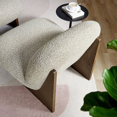 Loyal River Rock/Walnut Boucle Fabric Accent Chair and Ottoman Set - Ornate Home