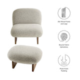 Loyal River Rock/Walnut Boucle Fabric Accent Chair and Ottoman Set - Ornate Home