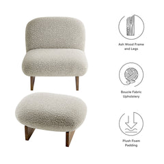 Loyal River Rock/Walnut Boucle Fabric Accent Chair and Ottoman Set - Ornate Home