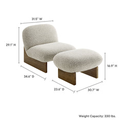 Loyal River Rock/Walnut Boucle Fabric Accent Chair and Ottoman Set - Ornate Home