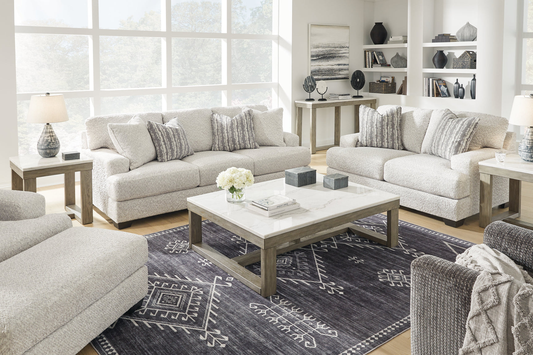 Loyaska Brown/Ivory Coffee Table, End and Sofa Table (Online Special Price) - Ornate Home