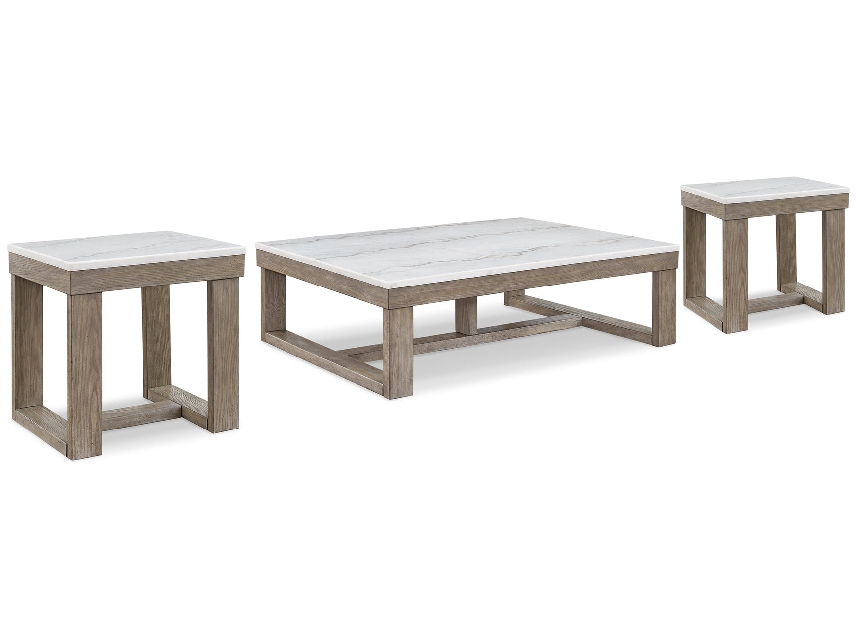 Loyaska Brown/Ivory Coffee Table and 2 End Tables (Online Special Price) - Ornate Home