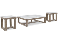 Loyaska Brown/Ivory Coffee Table and 2 End Tables - Ornate Home