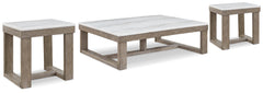 Loyaska Brown/Ivory Coffee Table and 2 End Tables - Ornate Home