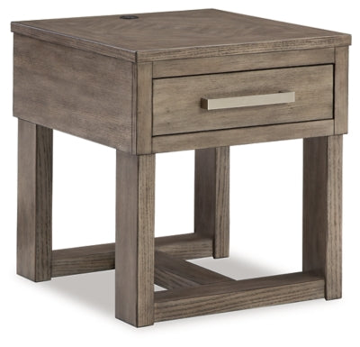 Loyaska Grayish Brown/White End Table - Ornate Home