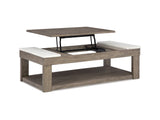 Loyaska Grayish Brown/White Lift-Top Coffee Table - Ornate Home