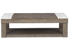 Loyaska Grayish Brown/White Lift-Top Coffee Table - Ornate Home