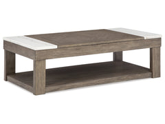 Loyaska Grayish Brown/White Lift-Top Coffee Table - Ornate Home