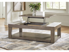 Loyaska Grayish Brown/White Lift-Top Coffee Table - Ornate Home