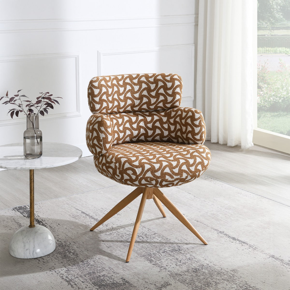Lrna Brown Side Chair W/Swivel - Ornate Home