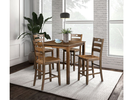 Lubbock Walnut 5 Pc. Counter Height Set - Ornate Home