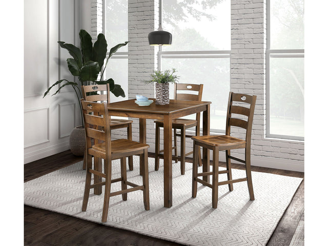 Lubbock Walnut 5 Pc. Counter Height Set - Ornate Home