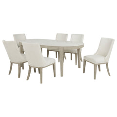 Lucaire Honed Cream 7-Piece 84-inch Dining Set With Arched Chairs - Ornate Home